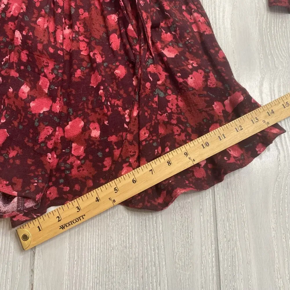 Free People Women's Berry Burgundy All The Right Ruffles Romper Size Small